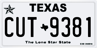 TX license plate CUT9381