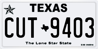 TX license plate CUT9403