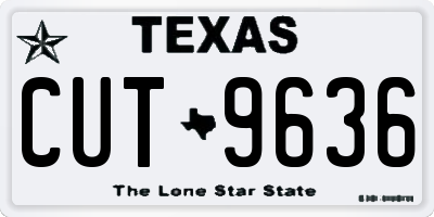 TX license plate CUT9636