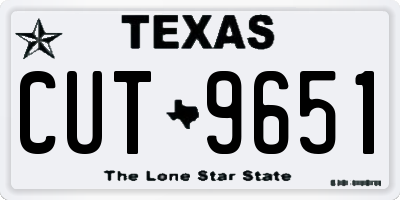 TX license plate CUT9651