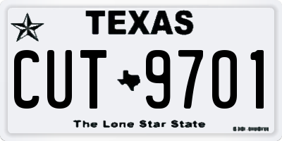 TX license plate CUT9701