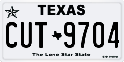 TX license plate CUT9704