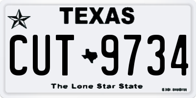 TX license plate CUT9734