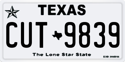 TX license plate CUT9839