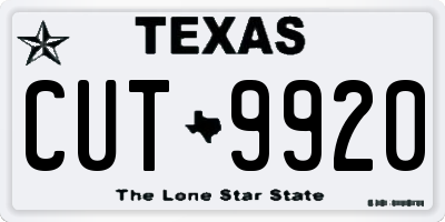 TX license plate CUT9920