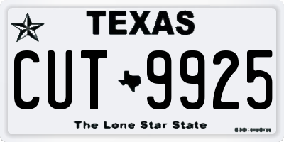 TX license plate CUT9925
