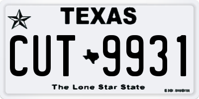 TX license plate CUT9931