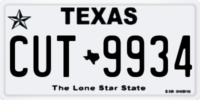 TX license plate CUT9934
