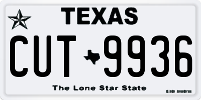 TX license plate CUT9936