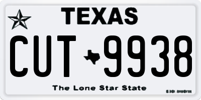 TX license plate CUT9938