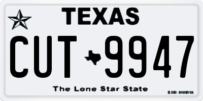 TX license plate CUT9947