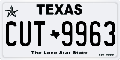 TX license plate CUT9963