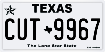 TX license plate CUT9967
