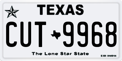 TX license plate CUT9968