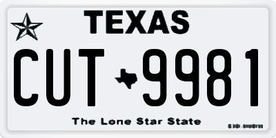 TX license plate CUT9981