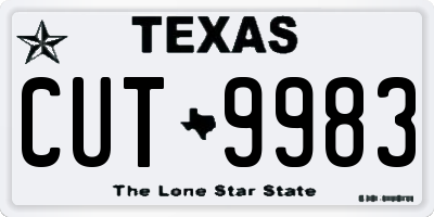 TX license plate CUT9983