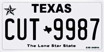 TX license plate CUT9987