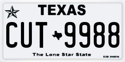 TX license plate CUT9988