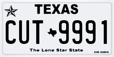 TX license plate CUT9991