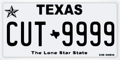 TX license plate CUT9999