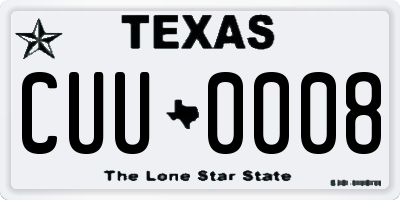 TX license plate CUU0008
