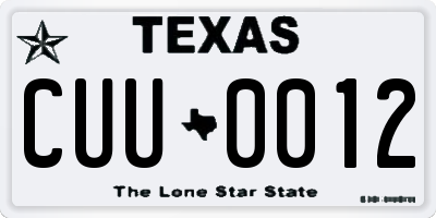 TX license plate CUU0012
