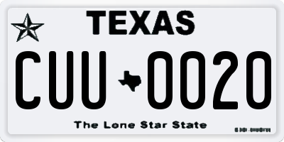 TX license plate CUU0020
