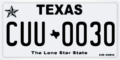 TX license plate CUU0030