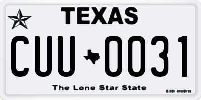 TX license plate CUU0031