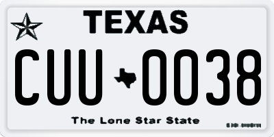 TX license plate CUU0038