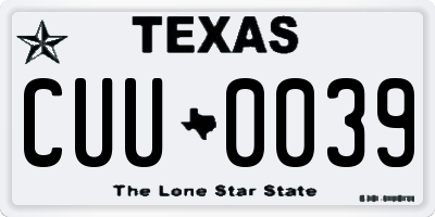 TX license plate CUU0039