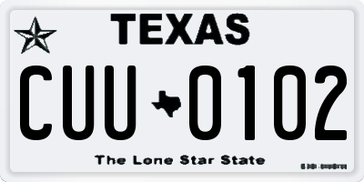 TX license plate CUU0102