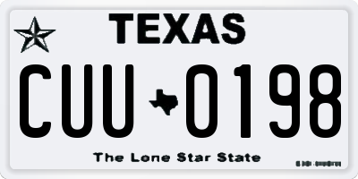 TX license plate CUU0198