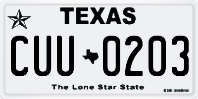 TX license plate CUU0203