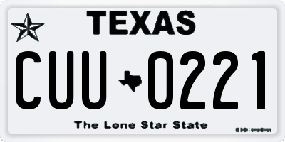TX license plate CUU0221