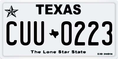 TX license plate CUU0223