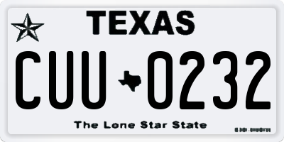 TX license plate CUU0232