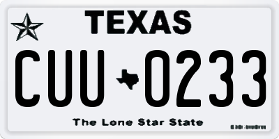 TX license plate CUU0233