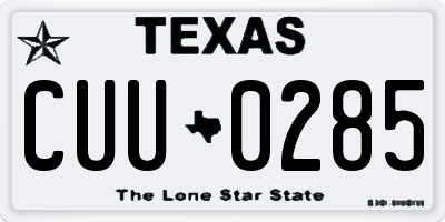 TX license plate CUU0285
