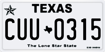 TX license plate CUU0315