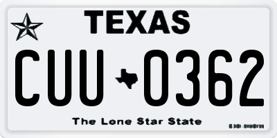 TX license plate CUU0362