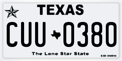 TX license plate CUU0380