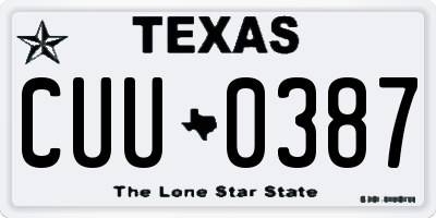 TX license plate CUU0387