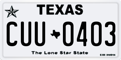 TX license plate CUU0403
