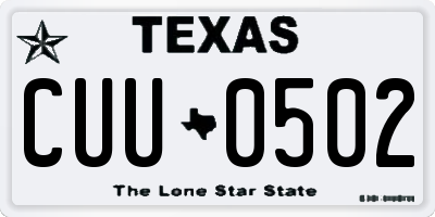 TX license plate CUU0502