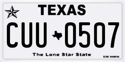 TX license plate CUU0507