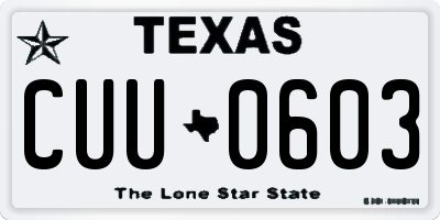 TX license plate CUU0603
