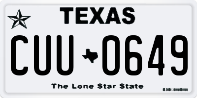 TX license plate CUU0649