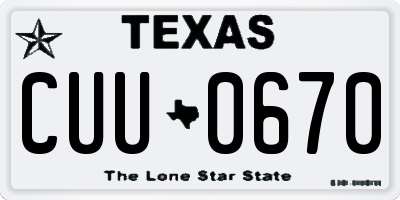TX license plate CUU0670