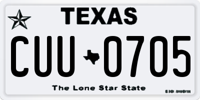 TX license plate CUU0705